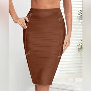 SHEIN Brown Bandage Skirt in EUC